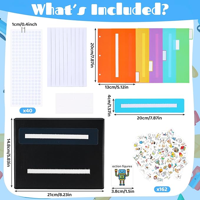 Communication Book Bulk 162 Laminate Icon Picture Cards with 5 Multicolor Dividers 1 Sentence Strip for Autism Vocabulary Language Speech Articulation Learning Supplies(Cartoon)