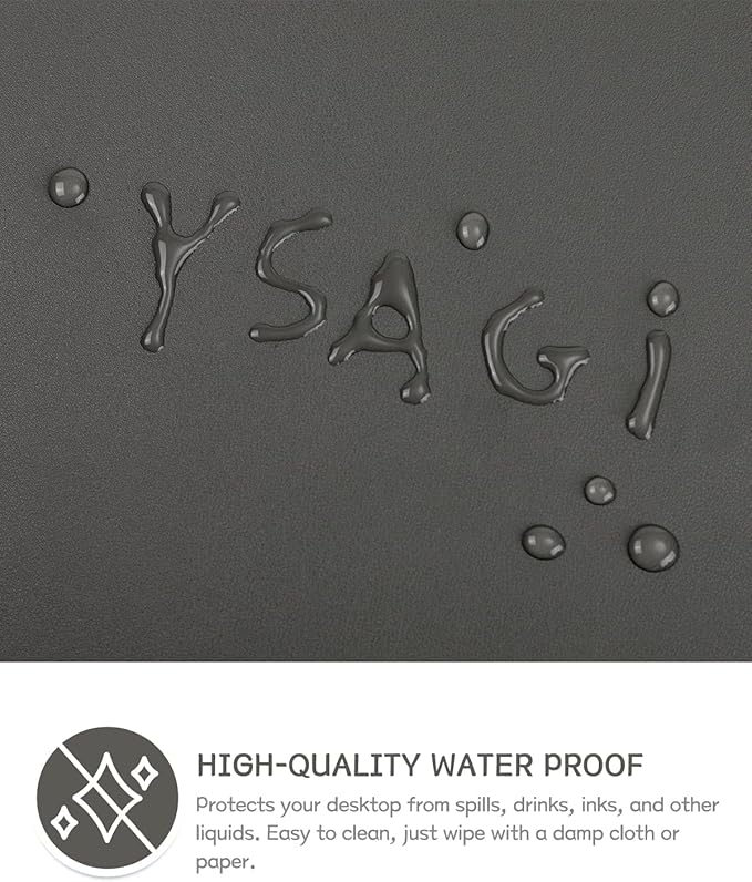 YSAGi Non-Slip Leather Desk Pad, Waterproof Laptop Computer Desk Keyboard Mat, Table Protector Blotter Mat, Large Mouse Pad for Office/Work/Home/Decor(Dark Gray, 23.6" x 13.7")
