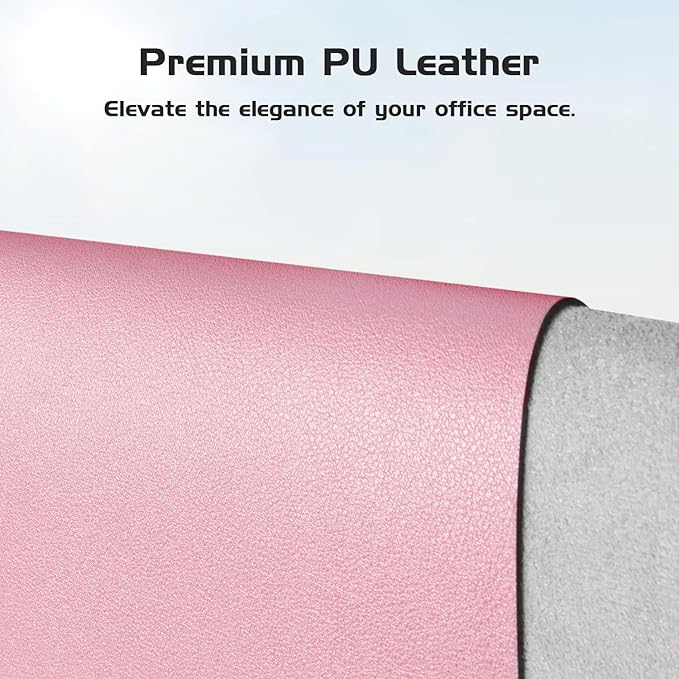 Aothia Leather Desk Pad Protector - Large Mouse Pad, Office Desk Mat, Non-Slip PU Leather Desk Blotter, Laptop Desk Pad, Waterproof Desk Writing Pad for Office and Home (Pink, 38" x 13.7")