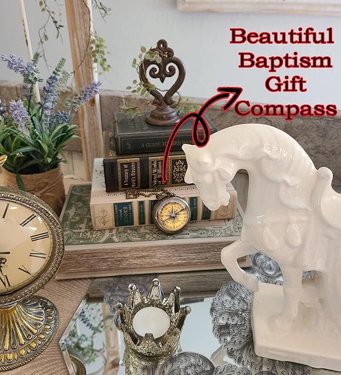 Trust in The Lord With All Your Heart - Proverbs 3:5-6 Quote Engraved Compass With Wooden Box, Greeting Card, Gift Compass, Graduation Day Gifts 2024 for Women Men Boys Girls