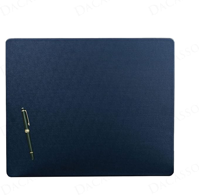 Dacasso 17" x 14" Navy Blue Leatherette Luxury Conference Table Pad - Desk Blotter for Writing - Boardroom Organization & Executive Desk Decor