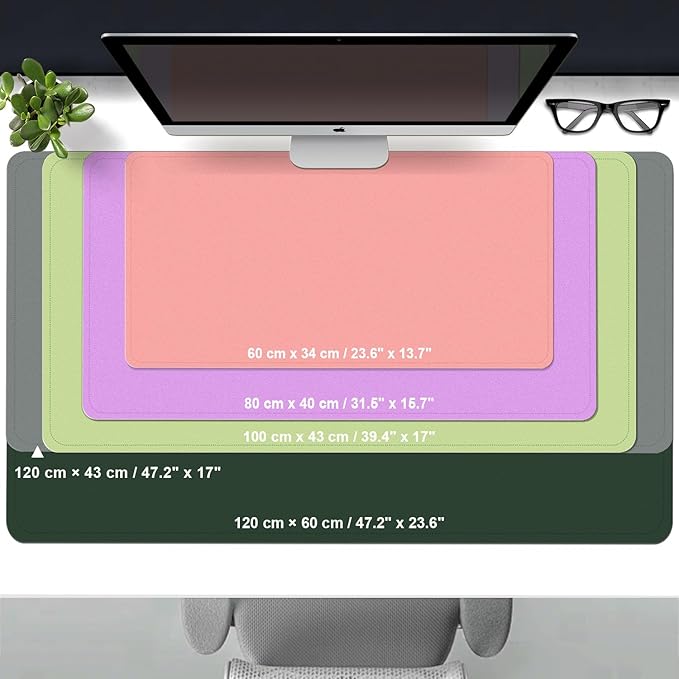 Leather & Suede Desk Cover | Non-Slip Large Mouse Pad | Waterproof Office & Home Blotter (Candy Red, 23.6" x 13.7")