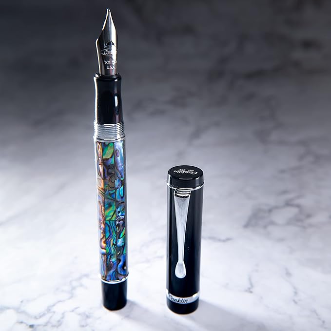 Conklin Duragraph Fountain Pen Abalone Nights - Fine Nib, Luxury Writing Instrument with Stunning Abalone Finish