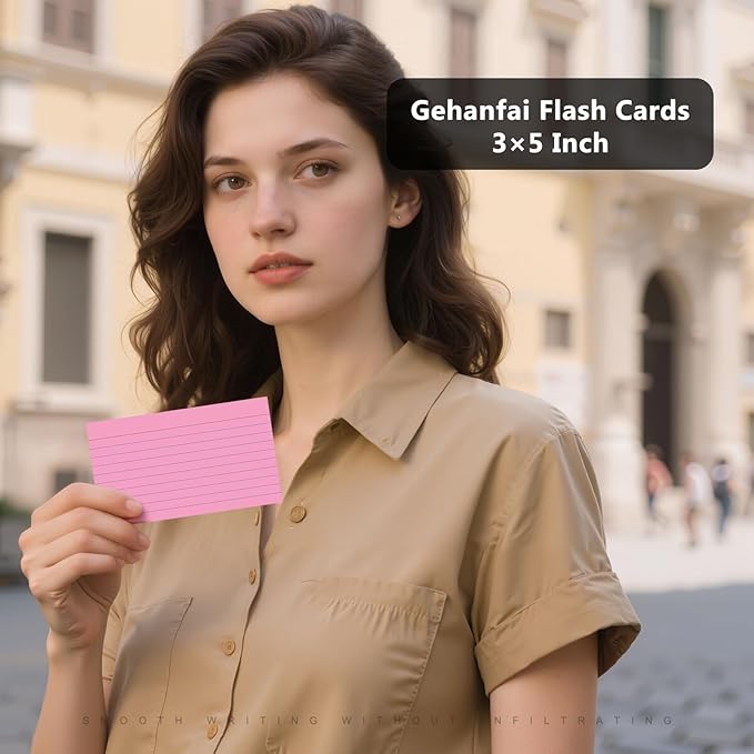 250 Count Index Cards 3 x 5 Inch, Heavyweight Pink Lined Note Cards Portable Ruled Flash Cards Perfect for Studying and Organizing, Note Taking Study Flashcards for Home, School and Office