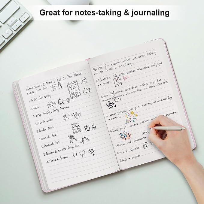 Comix Lined Journal Notebook for Women Men, Journaling Notebooks for Office School Home, Pink, 240 Pages, 5.5" x 8.3", College Ruled, A5, Hardcover