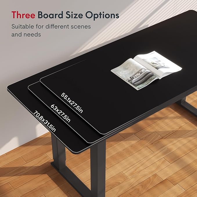 SANODESK 4-Leg Standing Desk, Electric Height Adjustable Desk with Memory Presets for Home Office, Stand up Desk Computer Workstation, 63x28 Inches Black