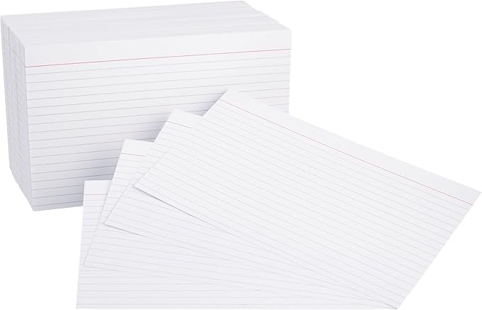 Amazon Basics Ruled Lined Index Note Cards, 500 Count, 5 Pack of 100, White, 5 in x 8 in