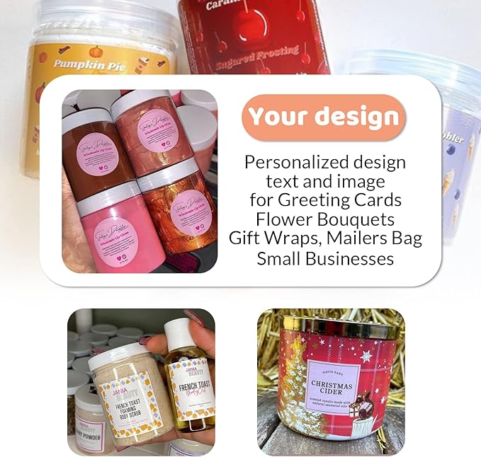 Custom 100-500 Stickers with Logo & Text, Business & Thank You Labels (5x4 Inch, Fancy Frame)