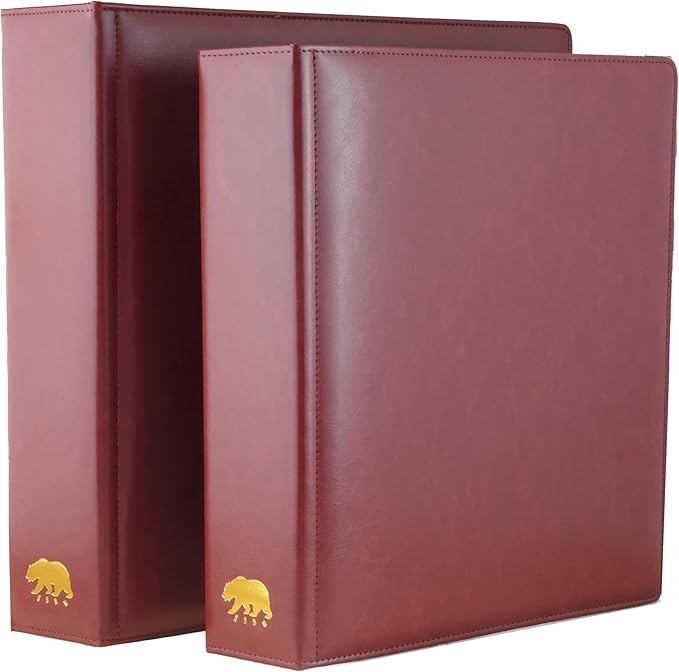 Ursae Minoris Estate Library Deluxe 4 Q-Ring Large Format Binder for Up to 1200 Sports/Trading Cards - Burgundy