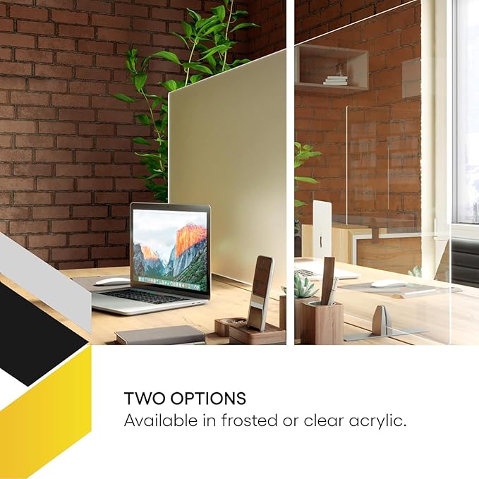 OBEX Acrylic Free Standing Screen, Divider for Desk Privacy Home & Office Partitions for Table Top Workstation, Portable Cubicle Panel for Work, 12" x 24", Frosted