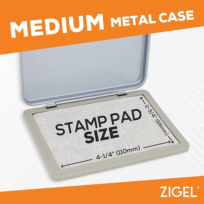 Metal Case Stamp Pad Medium Size, Pink Color - Size: Size: 3" x 4" - Choose from 15 Ink Colors