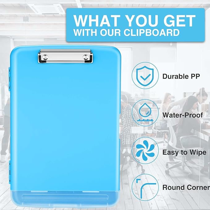 Sooez Clipboard with Storage, High Capacity Nursing Clip Board 8.5 x 11 with Pen Holder & Low Profile Clip, Plastic Clipboards Case Box, Teacher Must Haves School Office Supplies,Letter Size/ A4