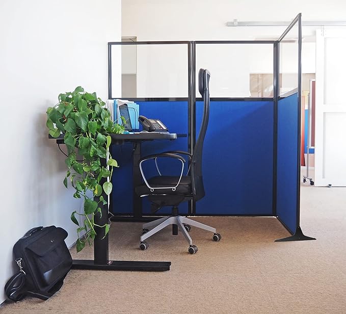 Versare Workstation Partition | Portable Wall Divider | Modern Office Cubicle | Free Standing Privacy Screen | Flexible Work Space | 66" x 70" Lime Green Fabric Panels