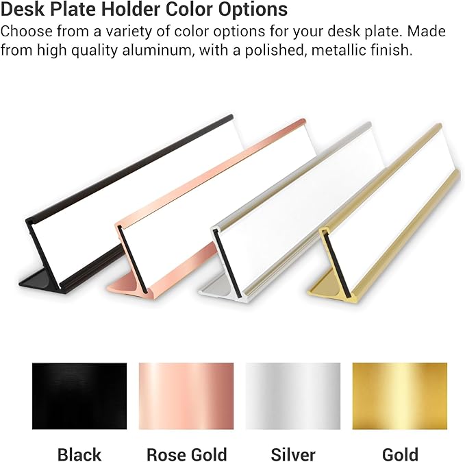 Custom Engraved Desk Plate | Personalized with your Name and Title | Perfect Decor for Office, Business, or Home | Multiple Font and Color Options | 2x8" or 2x10" (Dark Blue w/White Letters, 2x8")
