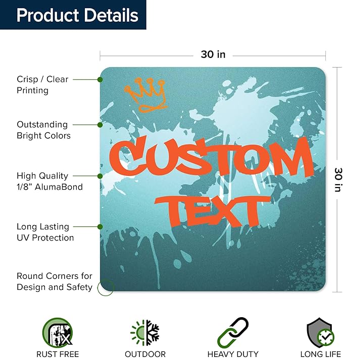 Custom Sign, Custom Street Sign, 11 Font Colors, 13 Font Styles, 4 Hole Options, 22 Sizes, 30x30 Inches, Rust Free DiBound, Fade Resistant, Made in USA by My Sign Center (Graffiti)