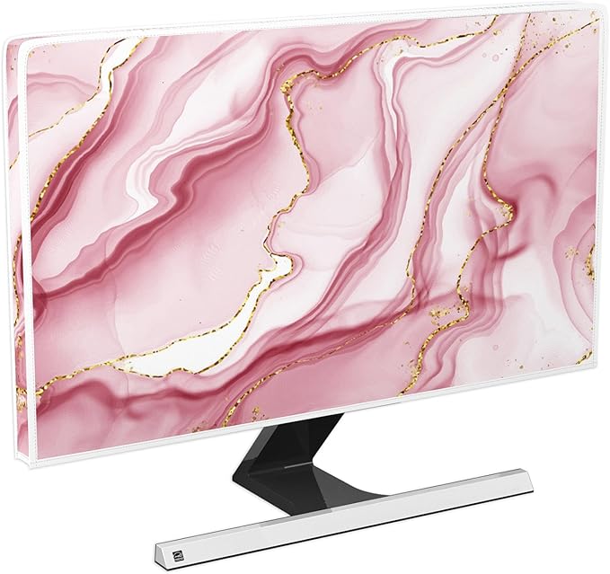 Baocicco Gold Pink Marble Waterproof TV Display Screen Cover 40, 41, 42, 43 Inch TV Accessories Laptop TVs LCD Screen Decoration for Tablet Anti-Static Dustproof Protective for Home Office