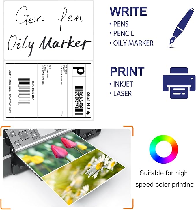 8-1/2"×5-1/2" Shipping Labels 60 Labels Sticker Paper for Laser/Ink Jet Printer mailing Labels 8.5"×11" White 2 per Sheet