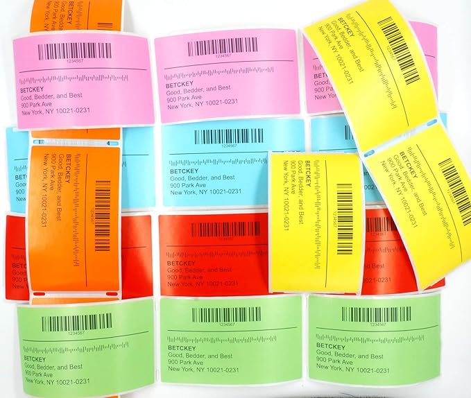 BETCKEY - 1.25" x 1" UPC Barcode & Address Labels Compatible with Zebra & Rollo Label Printer,Premium Adhesive & Perforated[Light Blue, 6 Rolls, 8280 Labels]