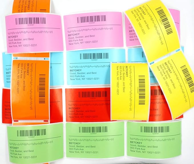 BETCKEY - 1" x 0.5" Small Labels Compatible with Zebra & Rollo Label Printer, Premium Adhesive & Perforated[Yellow, 6 Rolls, 14580 Labels]