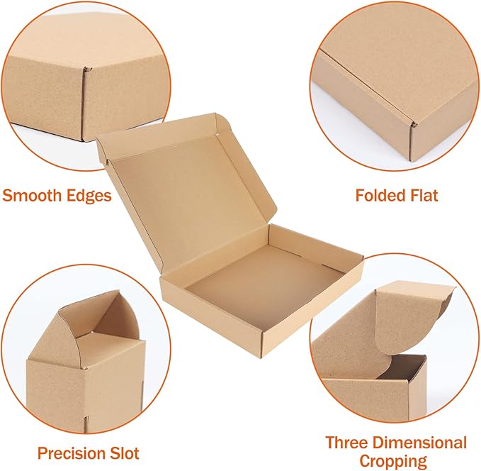 PHAREGE 12x9x2 inch Shipping Boxes Bulk 25 Pack Brown, Tab Lock Tuck Top Mailer Boxes for Packaging Small Business, Medium Cardboard Gift Boxes for Wrapping Mailing Present