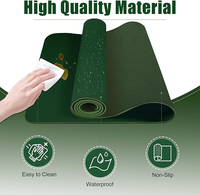 Leather Desk Pad Protector, 39.4'' X 17'' Large Mouse Pad, Office Desk Mat, Non-Slip PU Leather & Suede Base Desk Blotter, Laptop Desk Pad, Desktop Mat for Office Home, Blackish Green