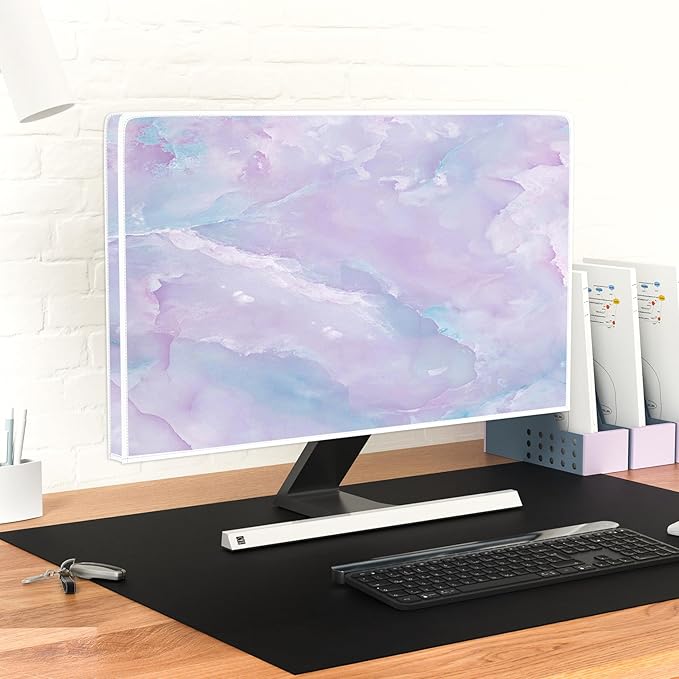 Baocicco Violet Marble Waterproof 45, 46, 47, 48 Inch TV Dust Cover Anti-Static Dustproof Abstract Creative Desigen Television Accessories TV LCD Screen Texture TV Decoration for LED LCD OLED TVs