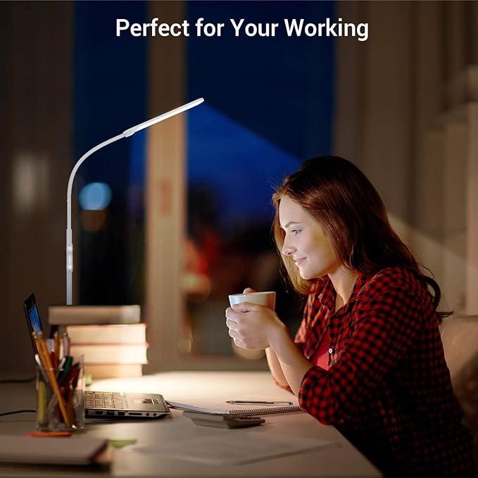 NXONE Led Floor Lamp,Modern Reading Adjustable Standing Height 4 Colors and Stepless Brightness Work Lamp for Living Room Bedroom Reading, White