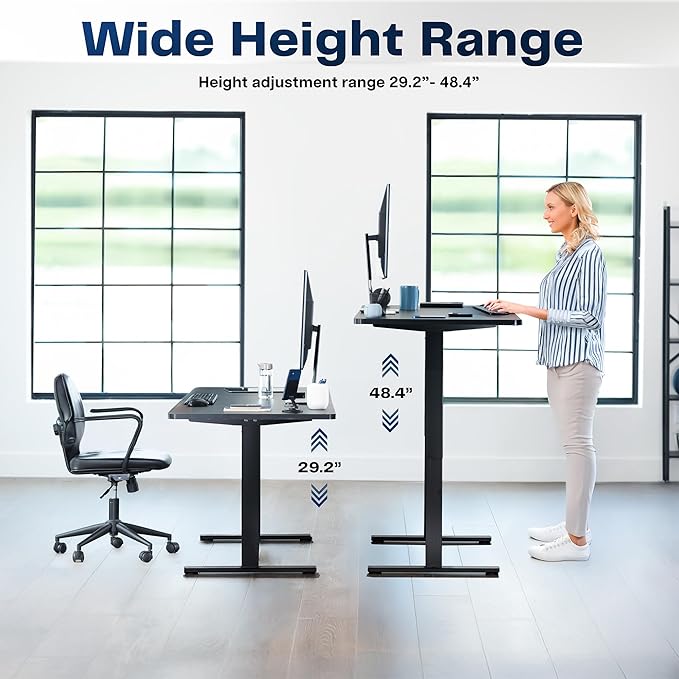 VIVO Electric 55 x 28 in Standing Desk, Memory Height Adjustment, 1B Series, Holds 220 lbs, One-Piece White Top, White Frame, DESK-KIT-1W55W