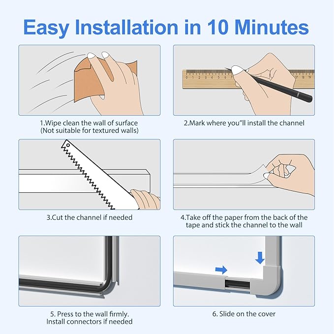 Yecaye Cord Hider, 113in Grey Cord Covers for Wires on Wall, One-Cord Cord Organizer, Easy Install Cable Management Kit, Wire Cover Home Office, W0.59in H0.4in, Grey