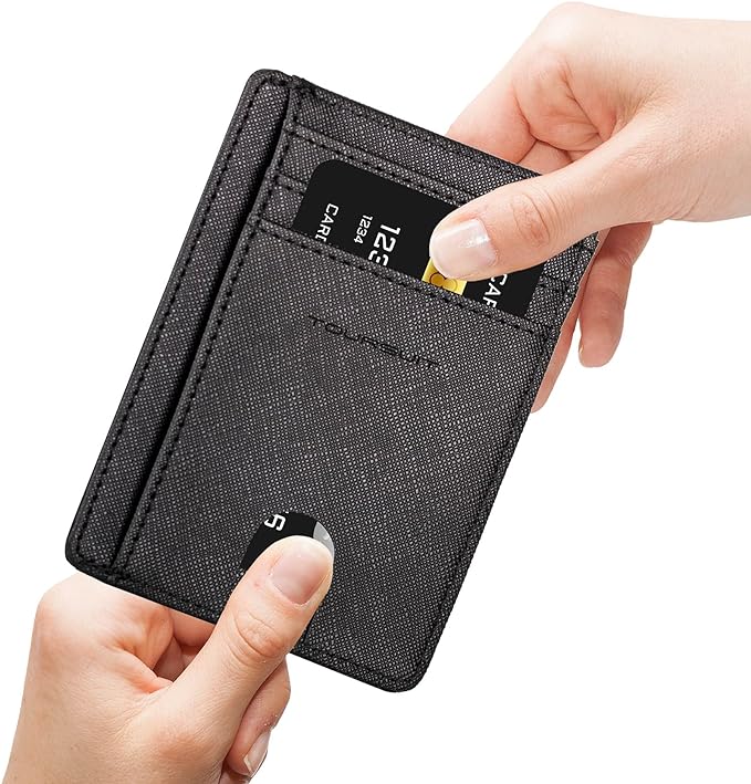 TOURSUIT Travel Minimalist Slim Front Pocket Wallet for Men Women, RFID Blocking Credit Card Holder Case (Cross Black)