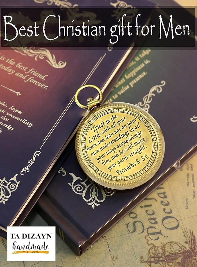 Trust in The Lord With All Your Heart - Proverbs 3:5-6 Quote Engraved Compass With Wooden Box, Greeting Card, Gift Compass, Graduation Day Gifts 2024 for Women Men Boys Girls