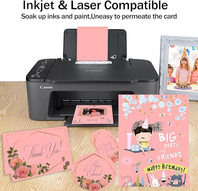 50 Sheets Pink Cardstock 8.5 x 11 Thick Paper, Goefun 80lb Card Stock Printer Paper for Arts & Crafts, Presentations, Stationary Printing, Valentines Day
