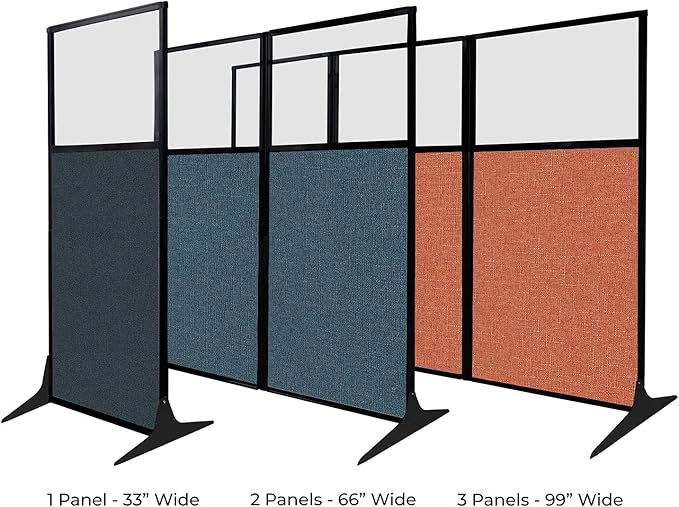 Versare Workstation Partition | Portable Wall Divider | Modern Office Cubicle | Free Standing Privacy Screen | Flexible Work Space | 33" x 70" Red Fabric Panels