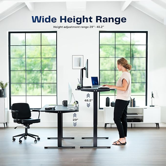 VIVO Electric 63 x 32 in Standing Desk, Memory Height Adjustment, 1B Series, Holds 220 lbs, Black Carbon Fiber Top Black Frame, DESK-KIT-1B1R
