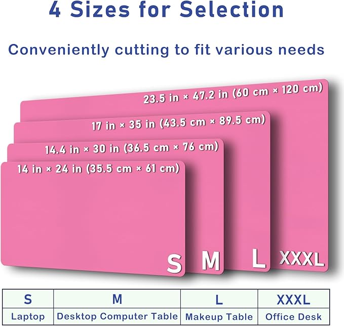 Boutilon Leather Desk Pad Protector,Non-Slip Mouse Pad,Laptop Desk Pad,Office Mouse Mat,Waterproof Leather Desk Blotter,Desk Writing Pad for Office and Home (XXXL-Rose Pink,47"x 24")