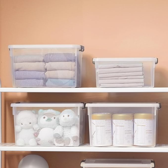 Citylife 17 QT Plastic Storage Bins with Latching Lids Stackable Storage Containers for Organizing Large Clear Storage Box for Garage, Closet, Classroom, Kitchen, 2 Packs