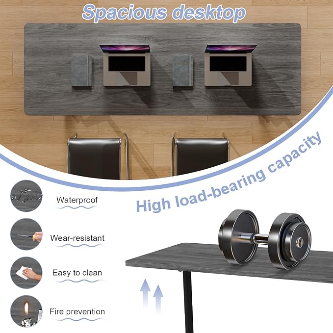 Conference Table Flip Top Mobile Conference Room Tables,Folding Conference Table with Wheels,Large Meeting Training Seminar Table Saving Space for Office Classroom(12C,47.2'')