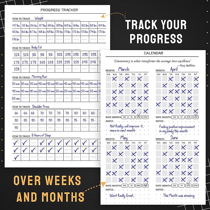 Nextnoid Hardcover Fitness Planner Workout Journal for Women & Men - Undated A5 Sturdy Fitness Log Book to Track Gym & Home Workouts - Pink Separately Packaged 2 Pieces