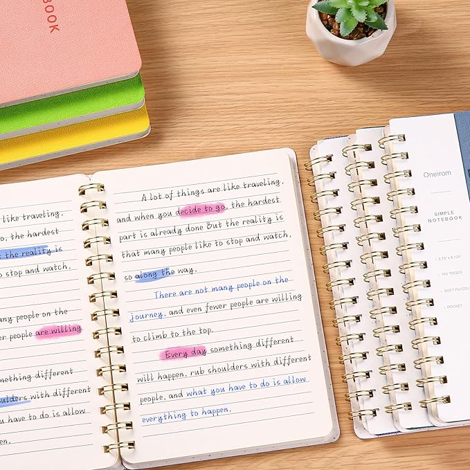 Spiral Notebook-5.75" x 8.125" College Ruled Journal with Inner Pockets and 160 Pages,PU Leather Cover Business Journal, Twin-Wire Binding Notebook Perfect for Office & Home School Supplies 3 pack Navy Blue