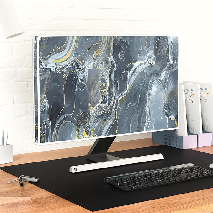 Baocicco Gray Gold Marble Waterproof 58, 59, 60 Inch TV Dust Cover Anti-Static Dustproof Protective Aesthetic Texture Screen TV Covers Full Body Cover for Television Screen Desktop PC LED LCD OLED