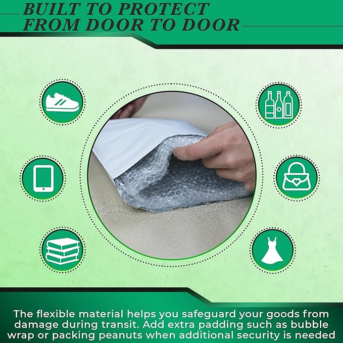 1000 Pack Secure Seal White Poly Mailers Shipping Bags - Safe Shipping with 9x12 Mailers Poly Bags - E-Commerce Poly Bags for Shipping - Self Sealing 2 Mil Poly Shipping Envelopes