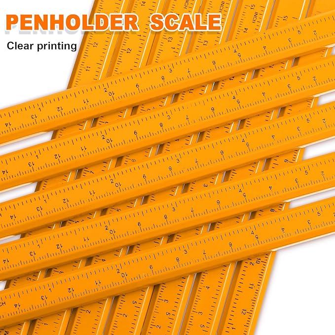 Honoson 200 Pcs Flat Construction Pencils with Printed Ruler Wood Graphite 2 Pcs Carpenter Pencil Sharpener for Woodworking Marking Tool(Wood)