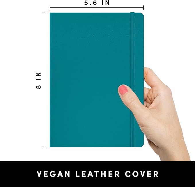 PAPERAGE Lined Journal Notebook, (Turquoise), 160 Pages, Medium 5.6 in x 8 in - 100 GSM Thick Paper – Hardcover Journaling Notebook for Work, School & Note Taking