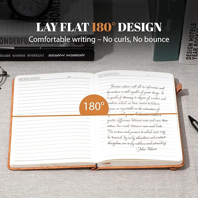 CAGIE Lined Journal for Men Women, Tree Growth Ring Leather Bound Journal Notebook, 256 Pages 100 GSM Journals for Writing, A5 Hardcover Journaling Notebooks for Work, Note Taking