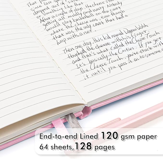 feela 12 Pack Notebooks Journals Bulk, Hardcover Notebook Classic Ruled Lined Journals with Pen Holder for Women Girls School Business Supplies, with 12 Black Pens, 120 GSM, 5.1”x8.3”, A5, Rose Pink