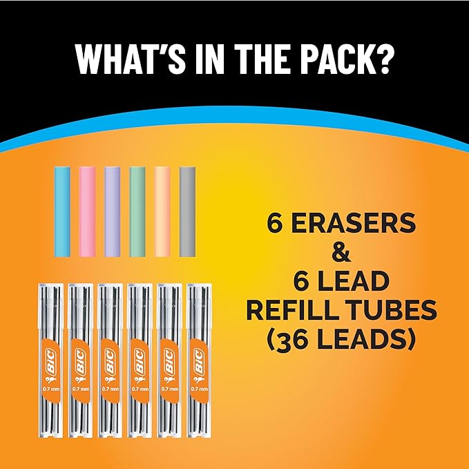 BIC Break Resistant Mechanical Pencil with Shock Absorption and Jumbo Twist-Up Eraser, 12-Count