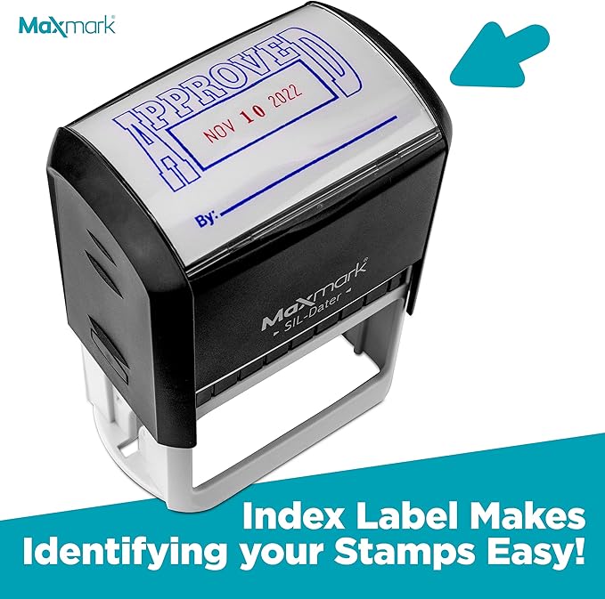 MaxMark Large Self-Inking Rubber Date Office Stamp with Faxed Phrase & Date - Red Ink, 12-Year Band - Style 3