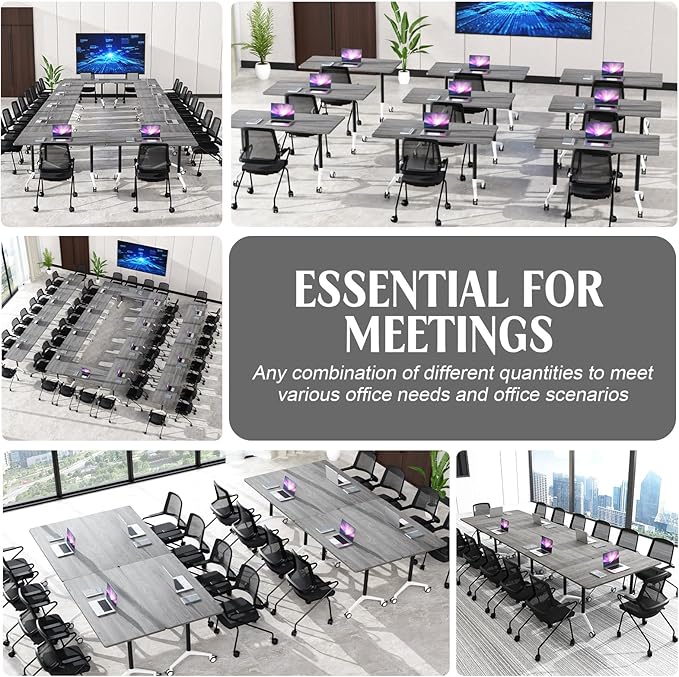 Conference Table,55.1''Folding Conference Room Table for 4-12 People,Mobile Flip Top MeetingTraining Table with Different Coulor and Styles for Offices, Classrooms,Meeting Room (2, 47.2''F)