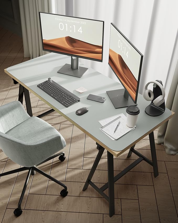 YSAGi Leather Desk Protector, Office Mat, Large Mouse Mat, Non-Slip PU Leather Blotter, Laptop Desk Pad, Waterproof Writing Pad for Office and Home (Grayish Green, 47.2" x 23.6")