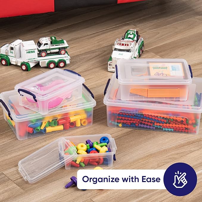 Superio Storage Bins with Lids, Clear Plastic Containers for Organizing, Stackable Totes, BPA Free, Odor Free, Organizer Boxes for Home, and Dorm (2 Pack, 28.5 Qt)